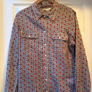 LUCKY BRAND Women’s Cotton Floral Shirt-Small/Petite